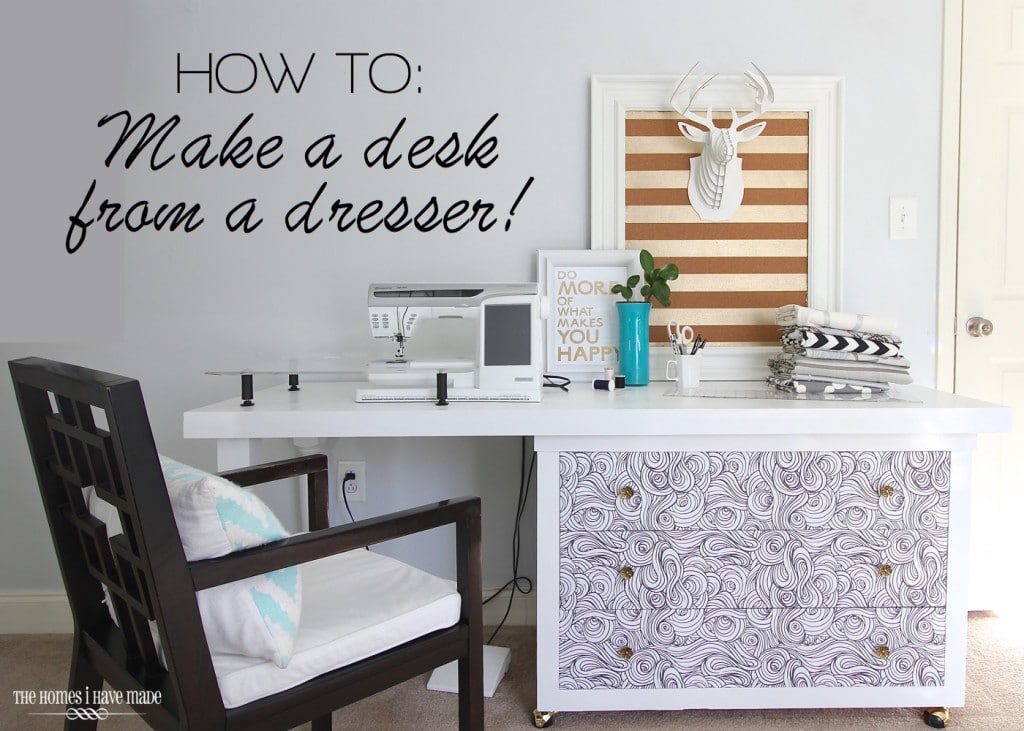 How To Make A Desk From A Dresser With Wallpapered Drawers