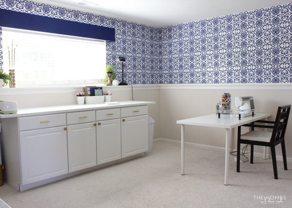 Home Studio Office featuring renter-friendly wallpaper