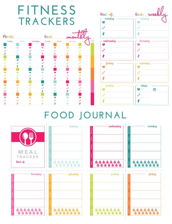 Printable Fitness Trackers and Food Journal - The Homes I Have Made