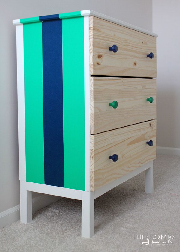 Rugby Striped Dresser With Washi Tape