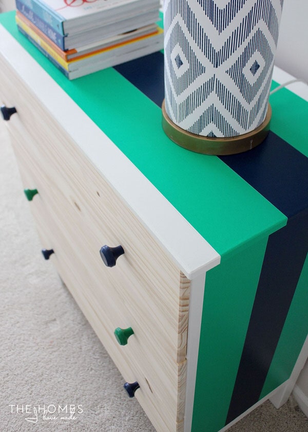 Rugby Striped Dresser With Washi Tape