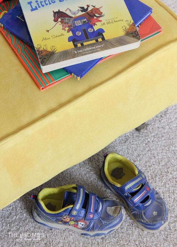 Make an upholstered bench in a mini size for kids to sit, cuddle and get dressed!