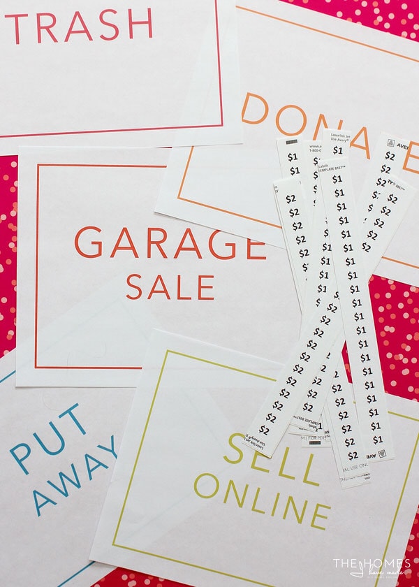 Printable Sorting Signs to help you get ready for your next garage sale!