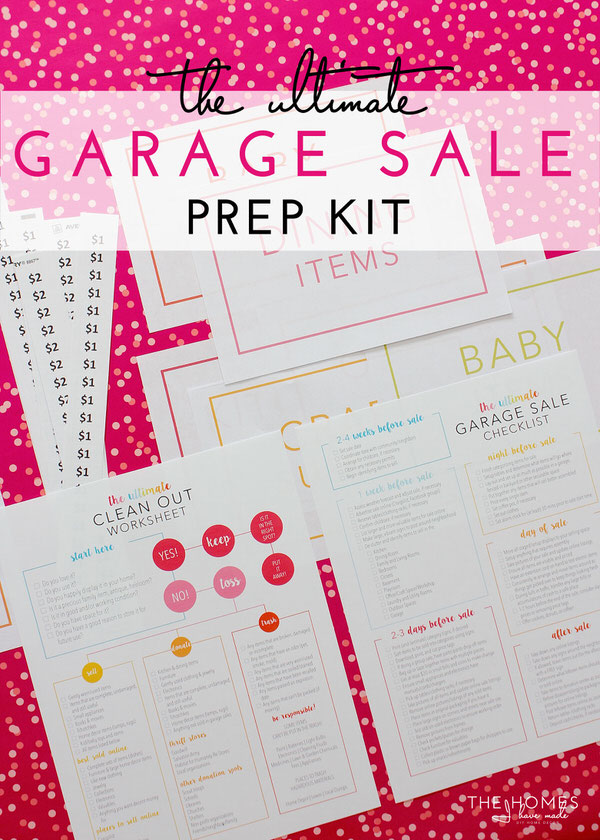 A 25-page printable including all the checklists, signs, and price tags you need to hold a successful garage sale!