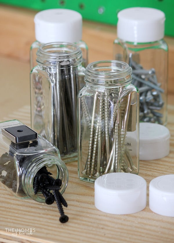 MagnetJar Spice Jars are a great way to sort and organize hardware to keep them always at the ready!