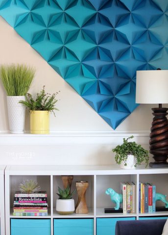 Use folded paper in an array of colors to create a 3D artwork for your walls!