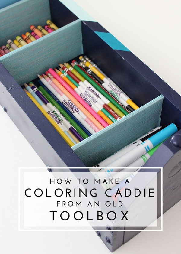 Find an old wooden toolbox in your favorite antique store? Use this simple method to transform it into the perfect coloring caddie!