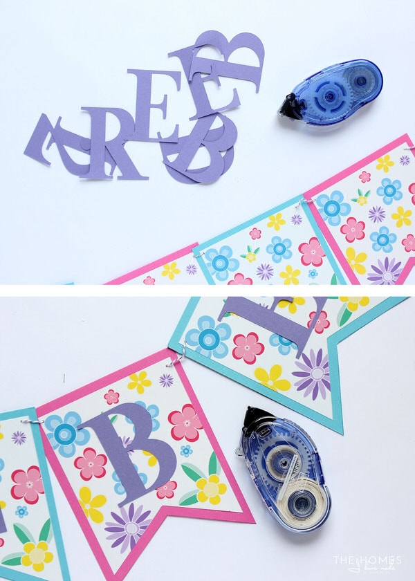 Make your own Spring banner for any occasion with this FREE and pretty floral printable banner! This tutorial shows you how to customize it for any phrase and occasion!