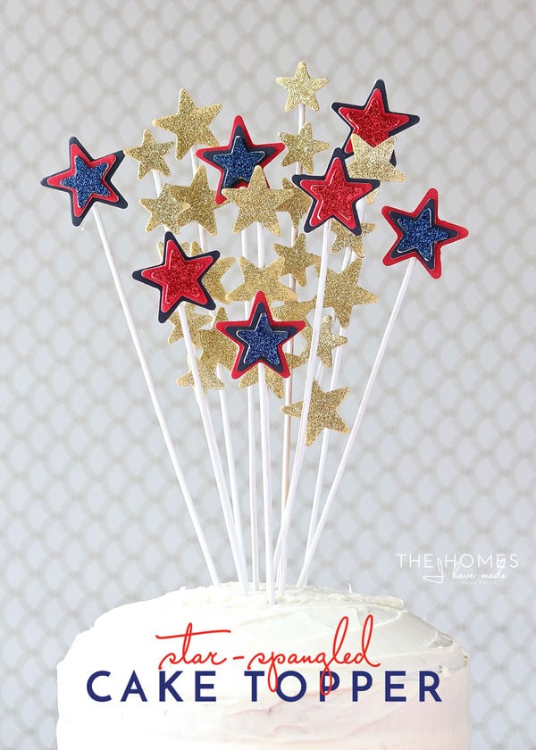Celebrate the July 4th with this easy DIY Star Spangled Cake Topper!