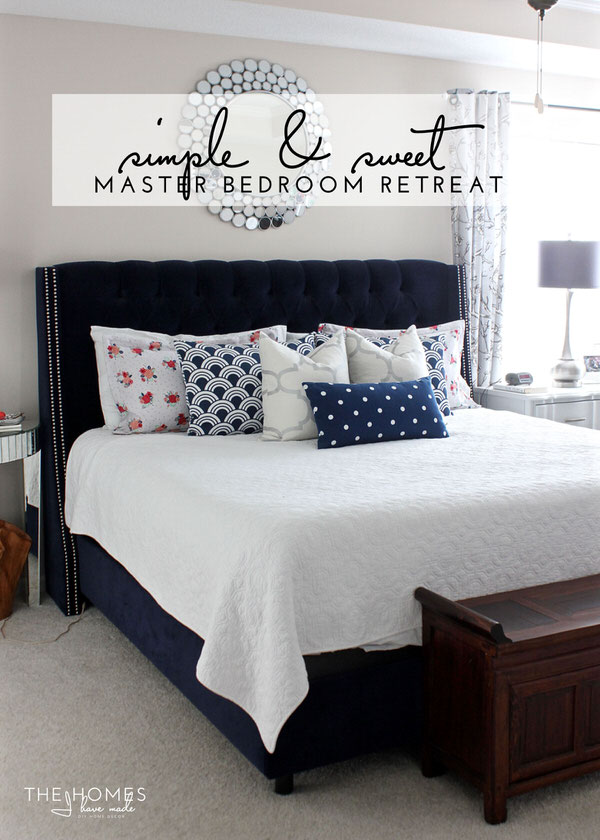 Simple and sweet DIY details transform this master bedroom into a serene and peaceful retreat!