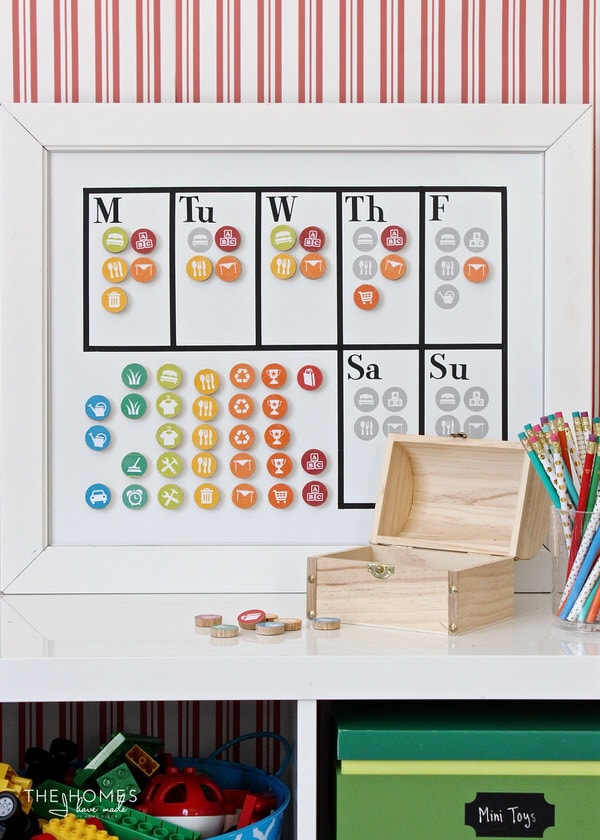 A weekly magnetic chore chart for kids