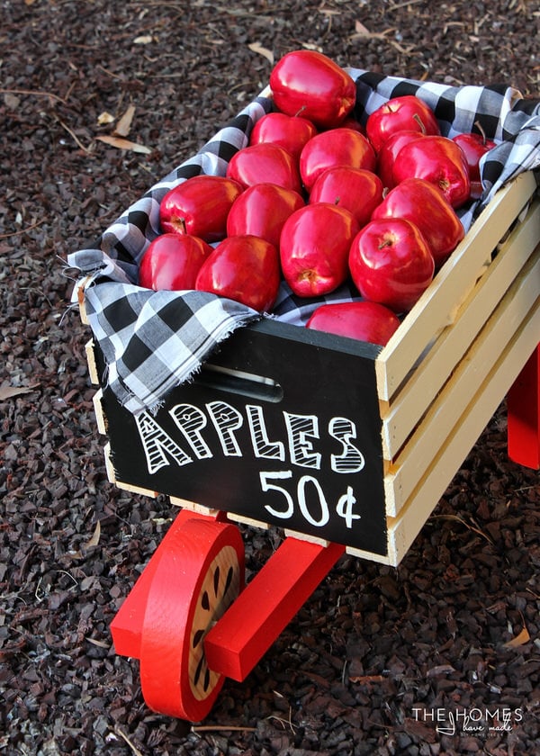 Make a Rustic Wheelbarrow at The Home Depot's #DIHWorkshop and then transform it into a Charming Apple Cart using this simple tutorial!