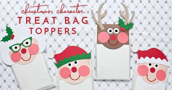  Haut d'un sac de friandises pour tout le monde sur votre liste avec ces adorables Toppers de sac à friandises de caractère de Noël - fabriqués avec du papier et le Cricut Explore!