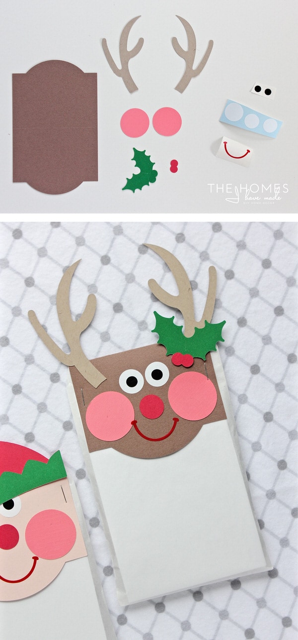 Christmas Treat Bag Toppers that look like a Reindeer