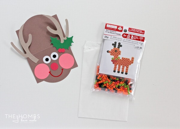 Treat bag topper shown with Christmas bead craft