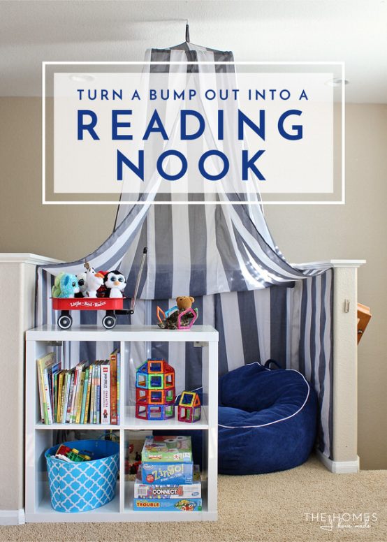 Have an awkward bump out and don't know what to do with it? See how easy it is to turn it into a cozy little reading nook for kids!