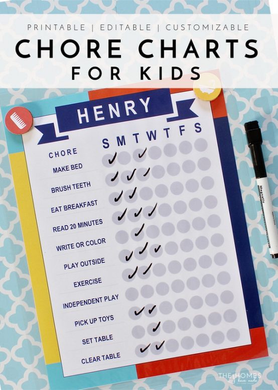 Printable Chore Charts for Kids | The Homes I Have Made