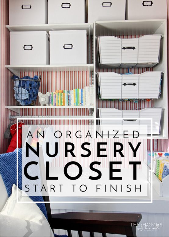 Not sure how to fit everything into your tiny nursery closet? Check out this nursery closet transformation that utilizes every last inch for baby-friendly storage!