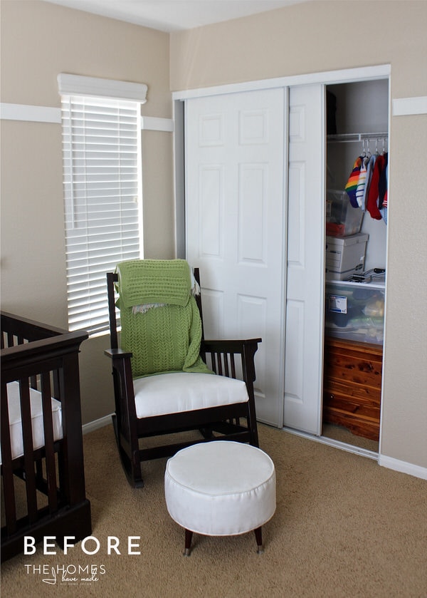 Not sure how to fit everything into your tiny nursery closet? Check out this nursery closet transformation that utilizes every last inch for baby-friendly storage!