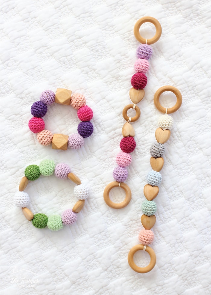 50X Crochet Wood Beads Baby DIY Teething Jewelry Chew Necklace Teether Making 