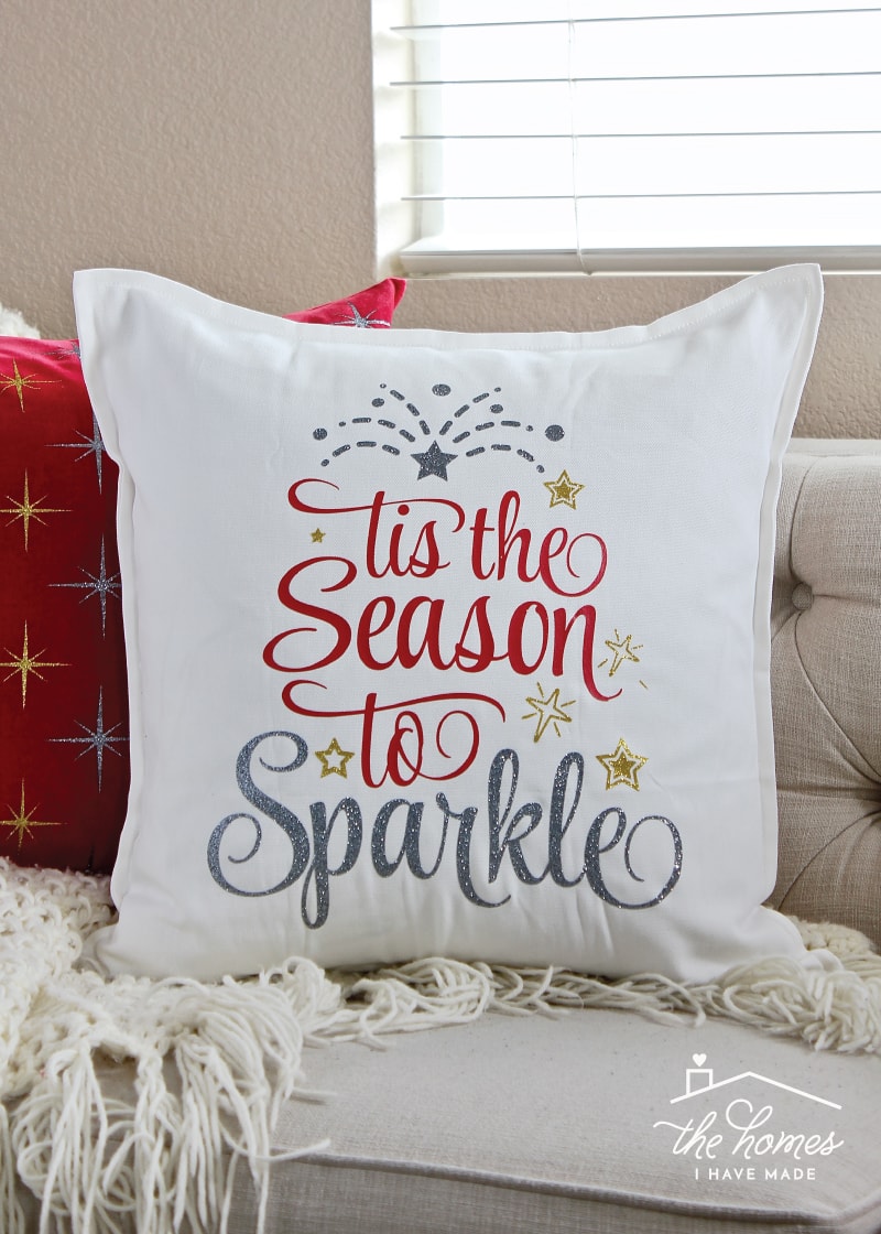 Learn how to make your own Holiday Pillows using affordable heat transfer vinyl from Craftables!