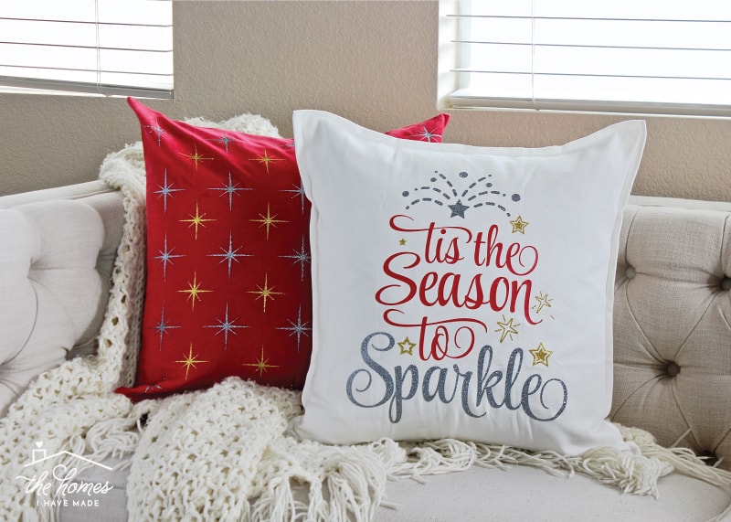 Learn how to make your own Holiday Pillows using affordable heat transfer vinyl from Craftables!