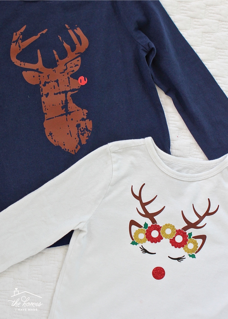 Make DIY Holiday Shirts for the whole family using heat transfer vinyl from Craftables!