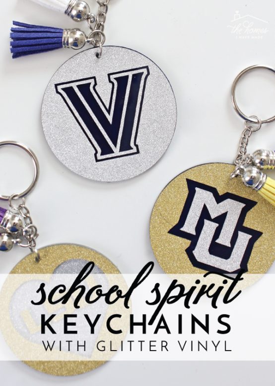 Show your school spirit with these awesome keychains made with glitter vinyl - perfect for grads, alumni, sororities, and more!
