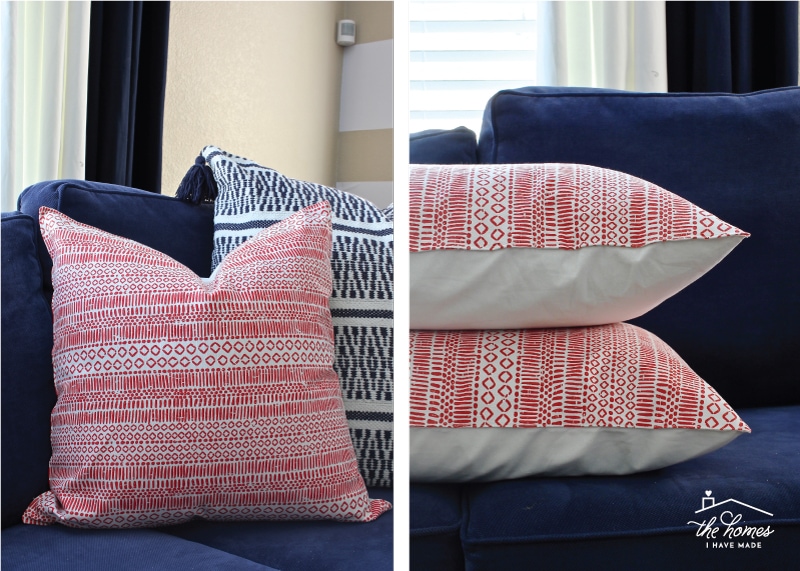 It's so quick and easy to transform a simple table runner from Target into throw pillow covers! This tutorial shows you exactly how to do it!