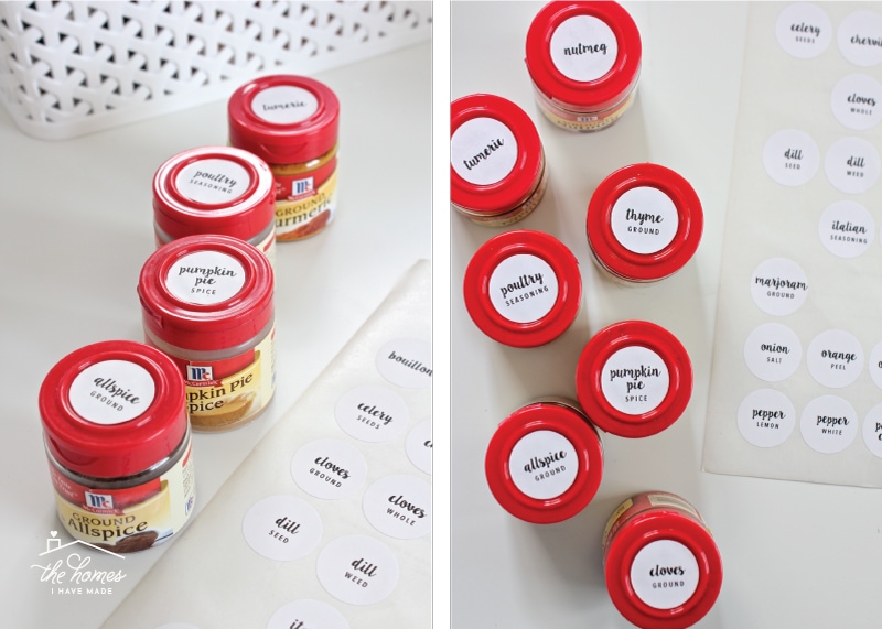 Organize spices with stick on labels