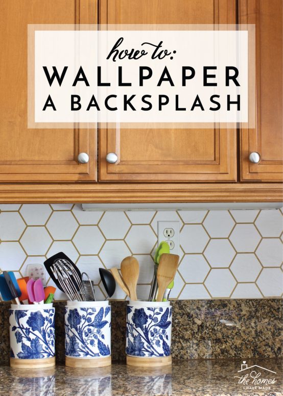 Adding pattern to your kitchen backsplash doesn't have to require tile! This tutorial shows you exactly how to wallpaper a backsplash for that pop of pattern your craving!