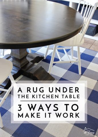Want to put a rug under the kitchen table but don't know how to control the food mess? Try these practical solutions for getting the look you want without a dirty rug!