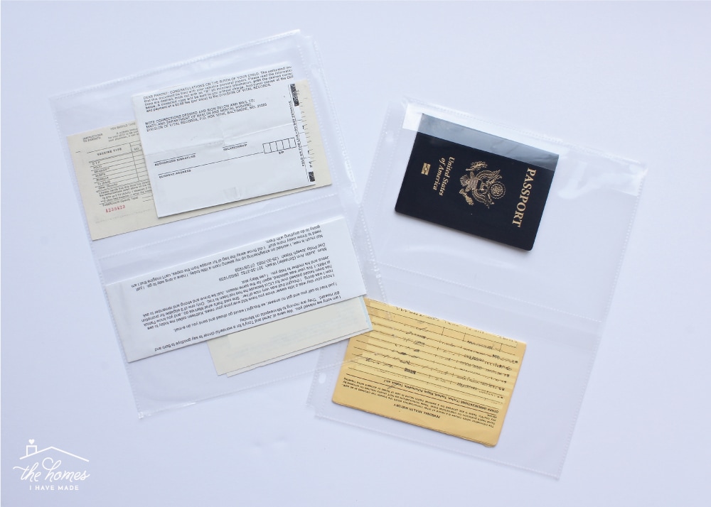 Organize all your personal identification documents into a Personal Documents Binder so they are quick and easy to find while remaining safe and secure!