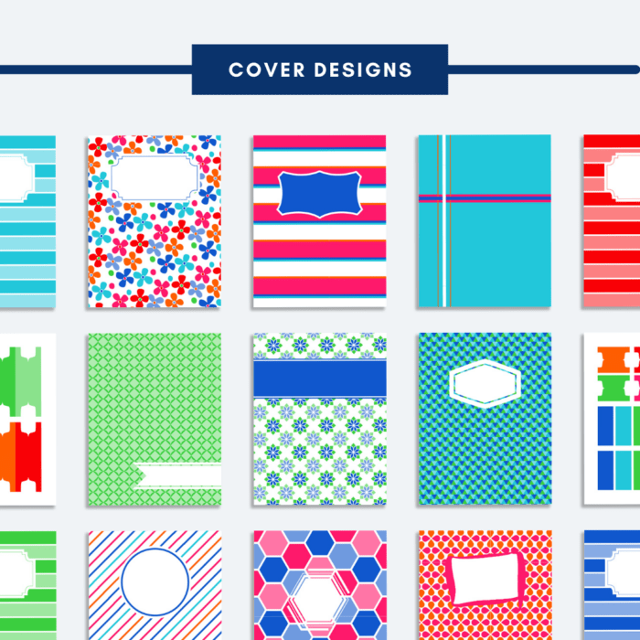 Patterns of printable binder covers