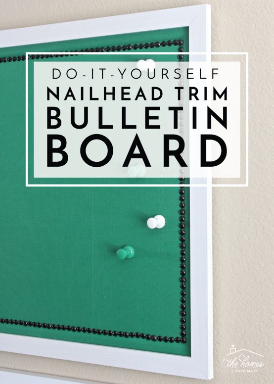 Give a basic bulletin board an easy, inexpensive and stylish upgrade with fabric and nailhead trim!