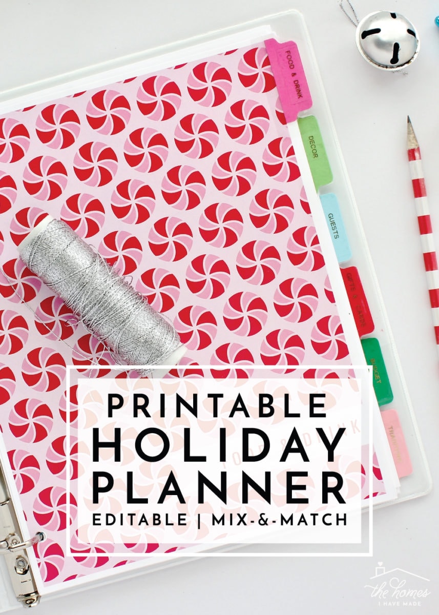 Pink Peppermint Printable Holiday Party Planner Cover