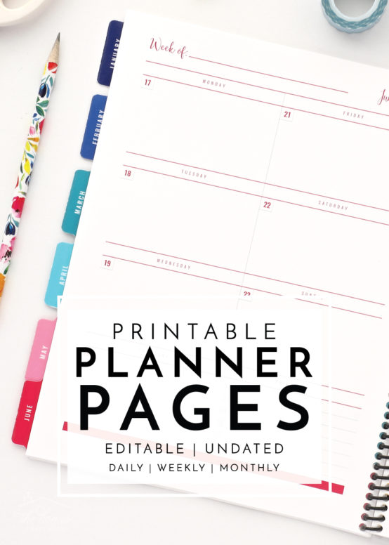 These editable, changeable. mix-&-match Printable Planner Pages (featuring daily, weekly and monthly options!) provide ultimate flexibility for your planning needs!
