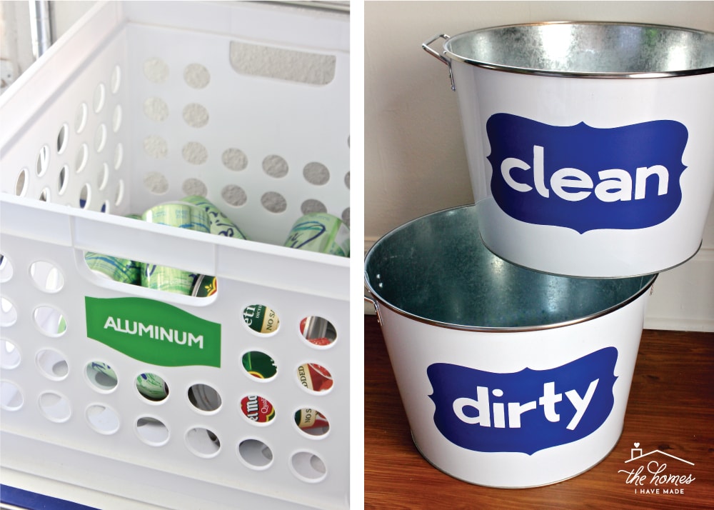 Containers with vinyl word labels