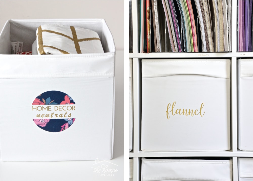 Boxes with vinyl word labels