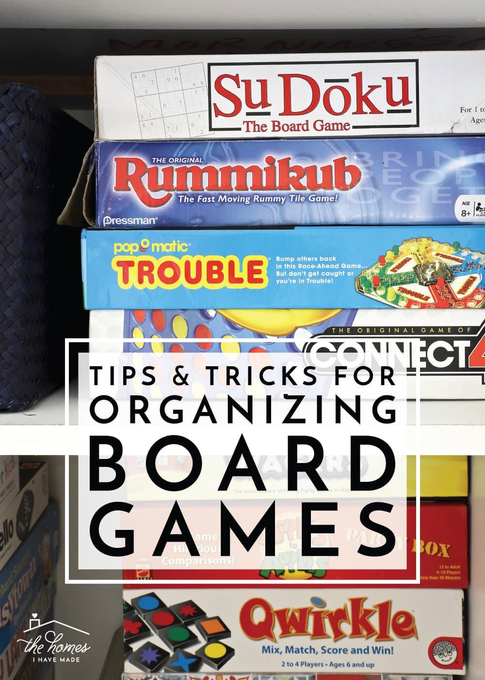 Vertical image of game boards stacked vertically inside a cabinet with text overlay