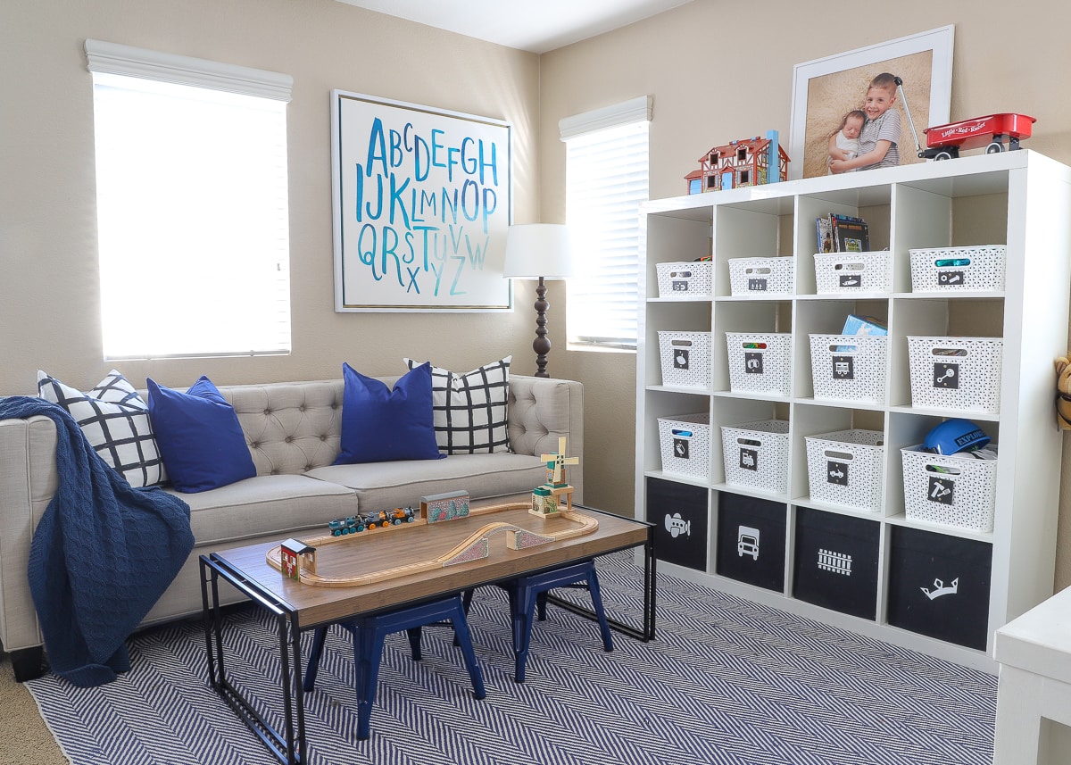 This California rental has the sweetest playroom with the smartest toy organization solutions!