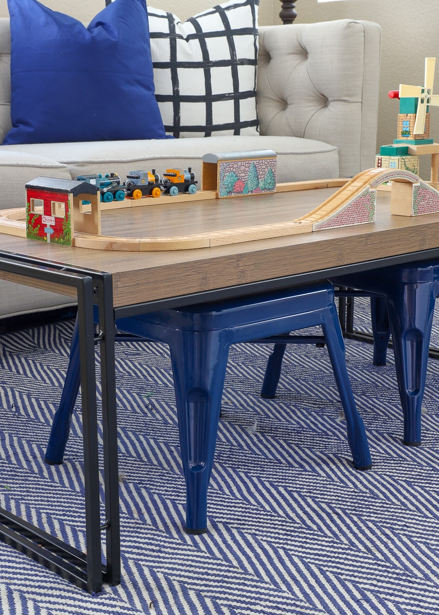 This California rental has the sweetest playroom with the smartest toy organization solutions!