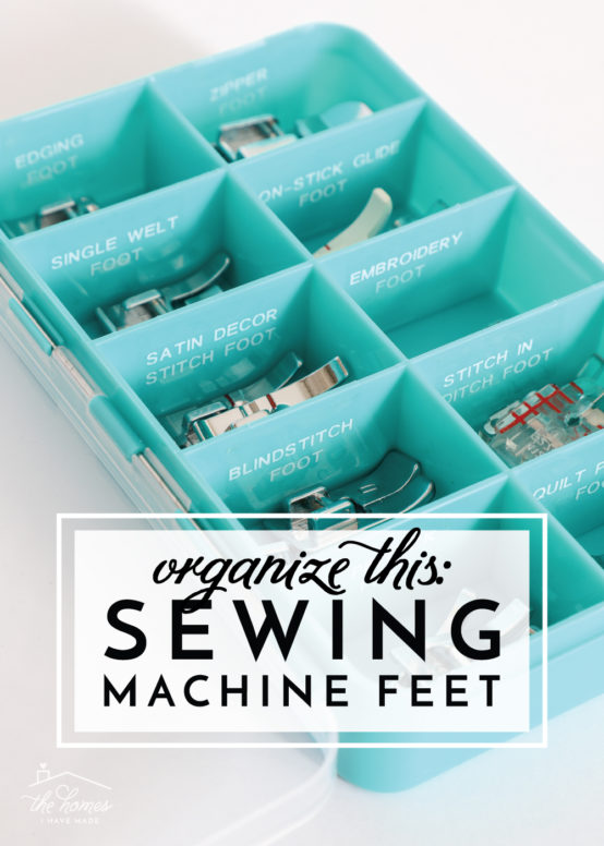 Does your sewing machine use lots of different feet? Try this easy solution to organize sewing machine feet!