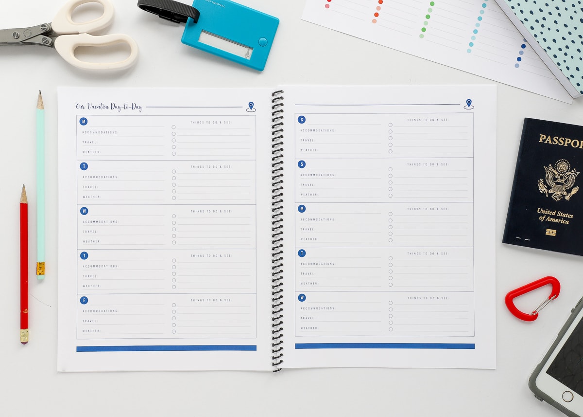 Organize, plan and track every last detail of your next vacation with this 50-page Printable Vacation Planner!