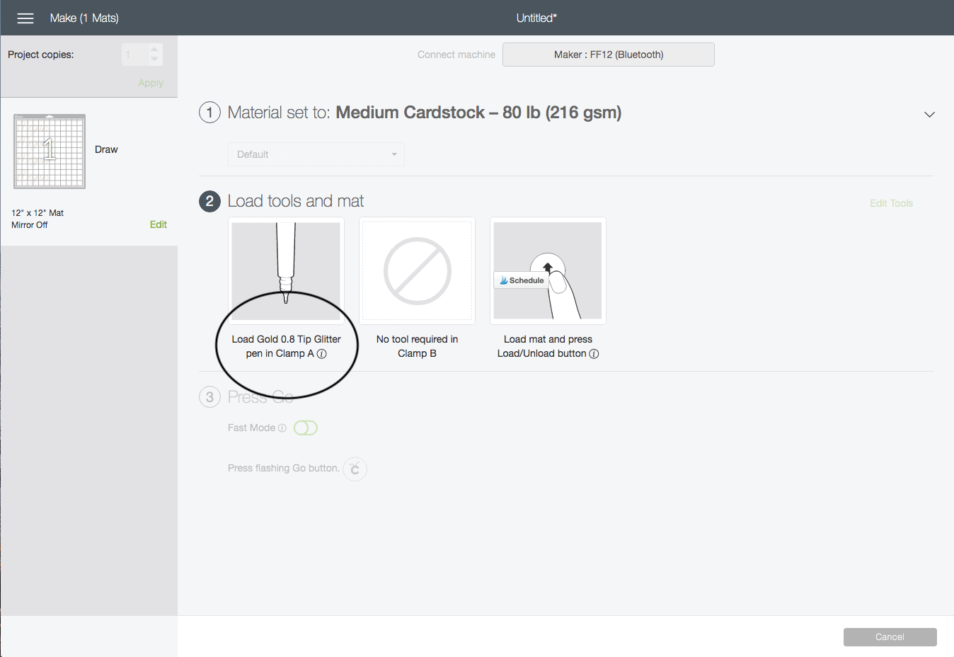 screenshot of the cricut design studio interface. 