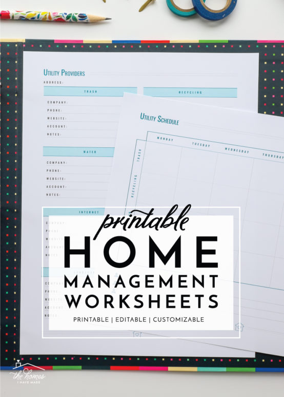 Home Management Worksheets