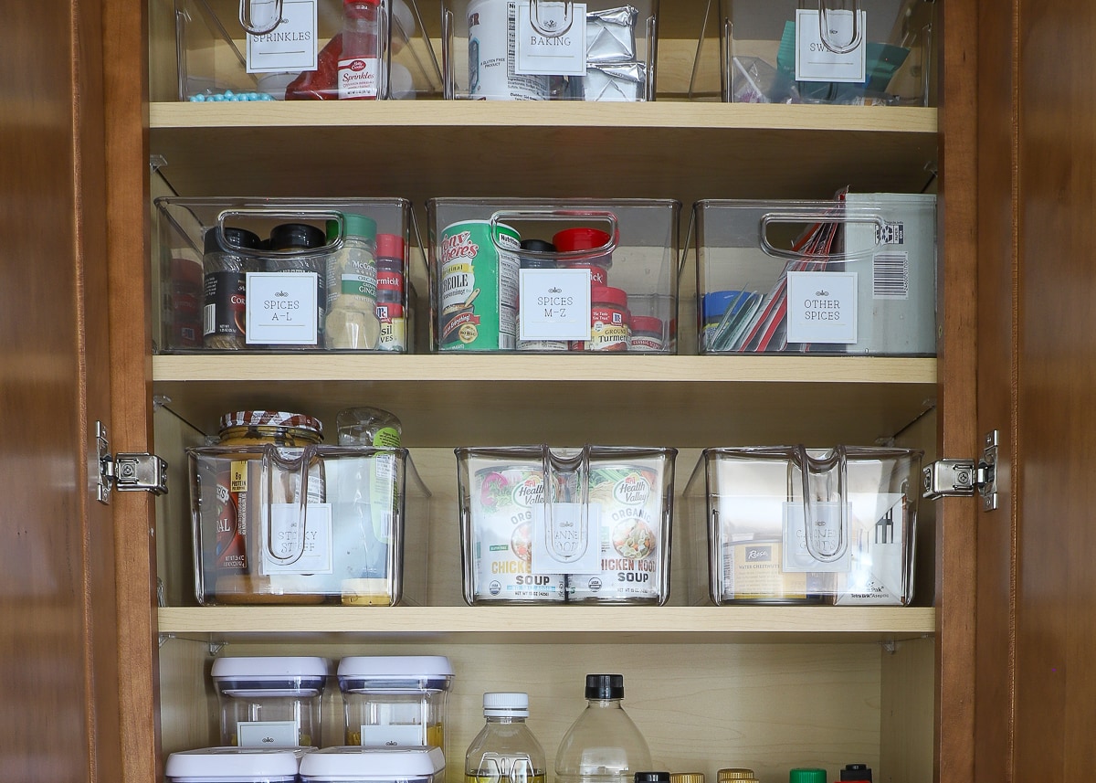 Kitchen Cabinets as a Pantry With Clear Storage Organization
