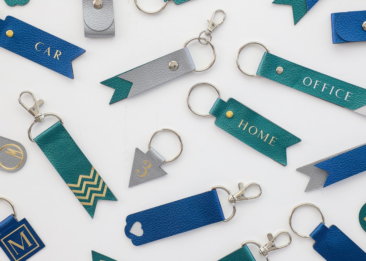 Faux Leather Keychains Made With a Cricut machine