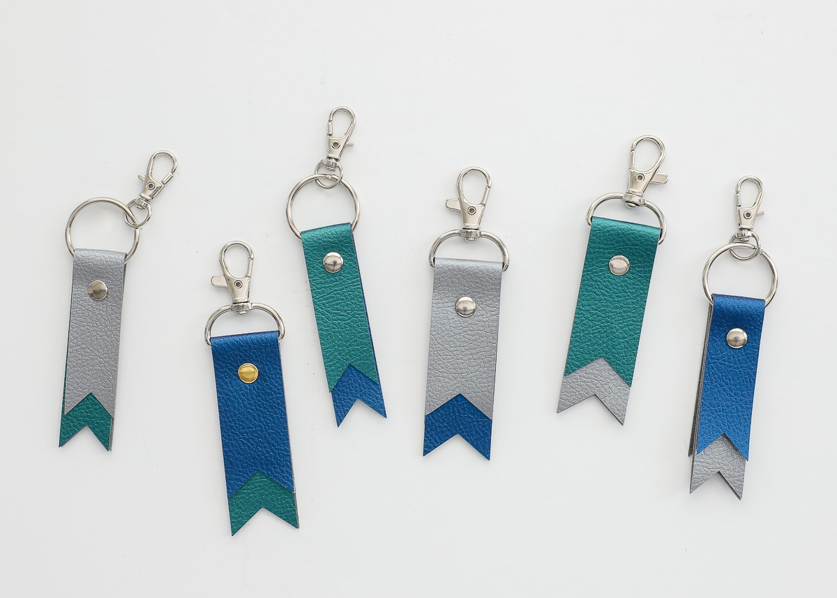 faux leather Keychains made With a Cricut