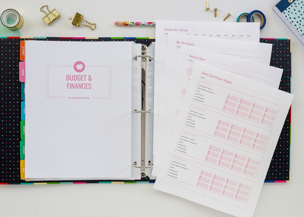Part 9 |Budget & Finance open in The Family HUB Binder